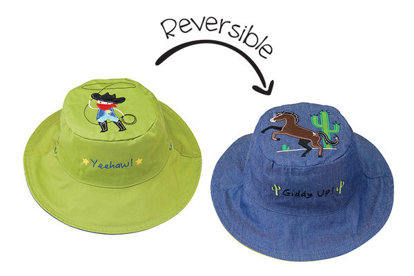 Reversible Baby & Kids Sun Hat - Cowboy & Horse