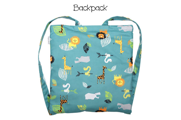 Kids Towel Backpack  - Green Zoo
