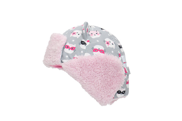 Kids & Baby Water Repellent Trapper Hat - Cat (Grey)