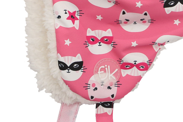 Kids & Baby Water Repellent Trapper Hat - Cat (Pink)