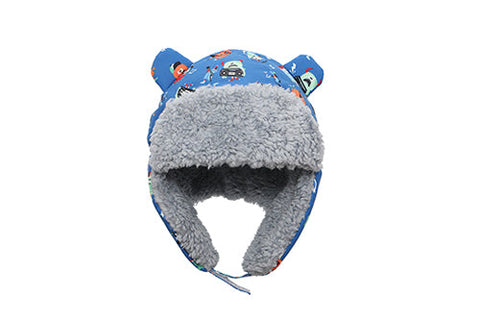 Kids & Baby Water Repellent Trapper Hat - Monsters (Blue)