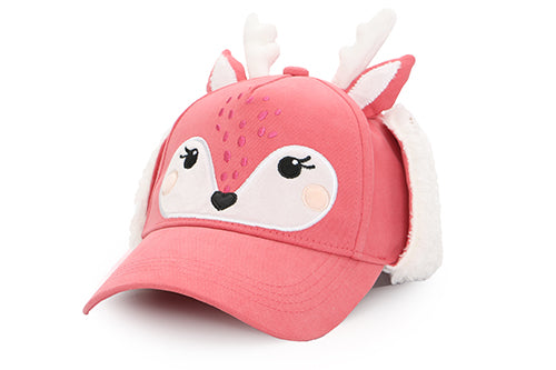 Kids 3D Winter Cap with Ear Flaps - Deer