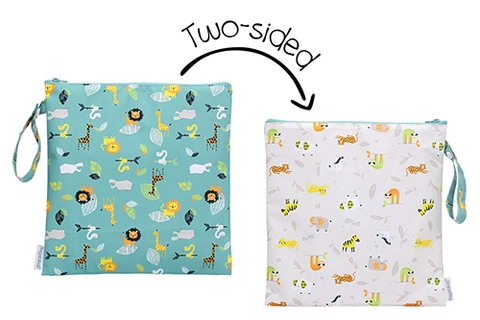 Kids 2-Sided Wet Bag - Grey Zoo