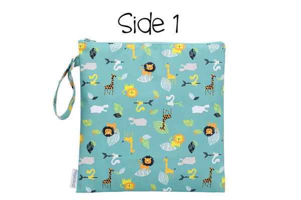 Kids 2-Sided Wet Bag - Grey Zoo