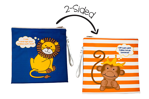 Kids 2-Sided Wet Bag - Lion | Monkey