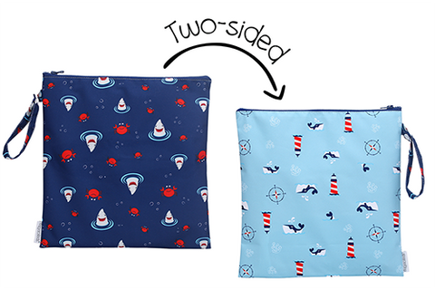 Kids 2-Sided Wet Bag - Shark & Crab | Nautical