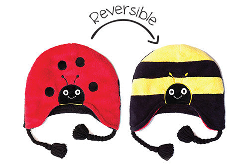 Reversible Baby & Kids Winter Hat - Ladybug & Bumble Bee