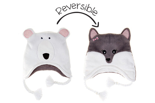Reversible Baby & Kids Winter Hat - Polar Bear & Arctic Fox