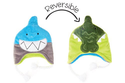Reversible Kids & Baby Winter Hat - Shark & Alligator