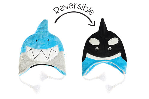 Reversible Kids & Baby Winter Hat - Shark & Orca