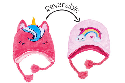 Reversible Kids & Baby Winter Hat - Unicorn & Rainbow
