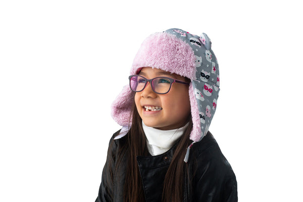 Kids & Baby Water Repellent Trapper Hat - Cat (Grey)
