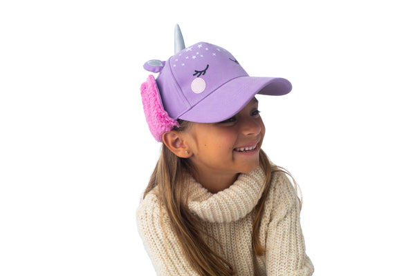 Kids 3D Winter Cap with Ear Flaps - Unicorn