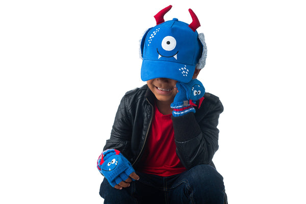 Kids 3D Winter Cap with Ear Flaps - Monster