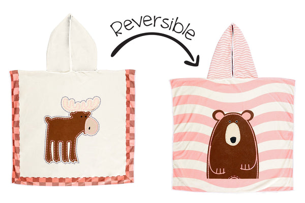 Reversible Kids Cover Up - Pink Moose | Brown Bear