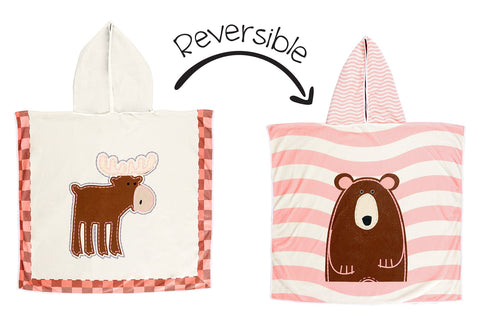 Reversible Kids Cover Up - Pink Moose | Brown Bear