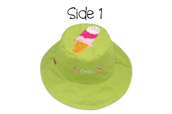 Reversible Baby & Kids Sun Hat - Ice Cream Cone & Donut