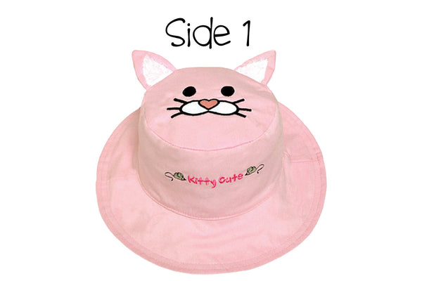 Reversible Baby & Kids Sun Hat - Kitten & Lamb