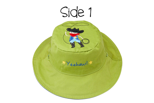 Reversible Baby & Kids Sun Hat - Cowboy & Horse