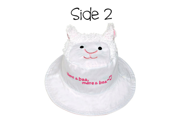 Reversible Baby & Kids Sun Hat - Kitten & Lamb