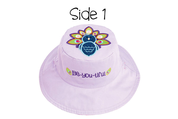 Reversible Baby & Kids Sun Hat - Peacock & Owl