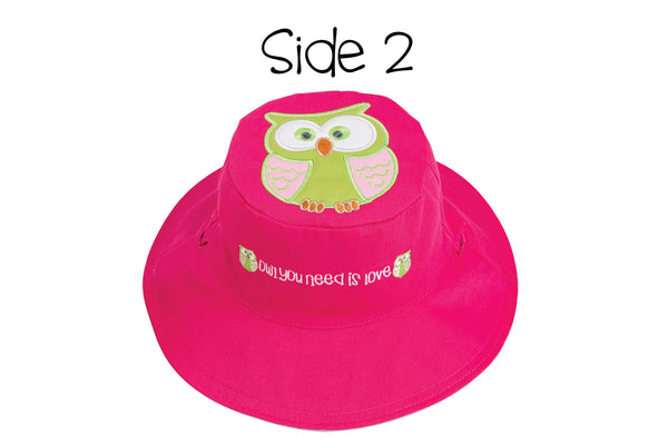Reversible Baby & Kids Sun Hat - Peacock & Owl