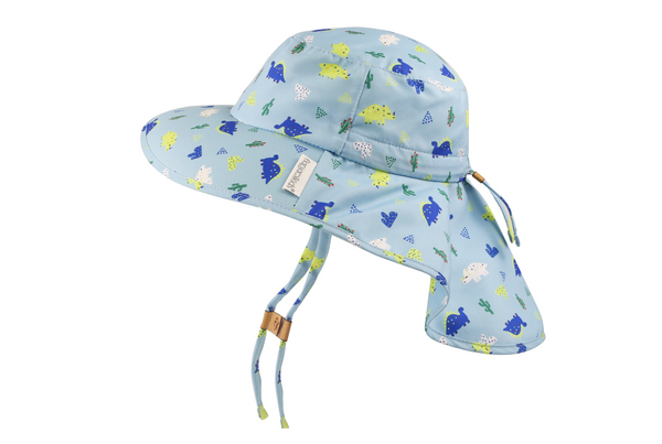 Kids Sun Hat with Neck Cape - Dinosaur