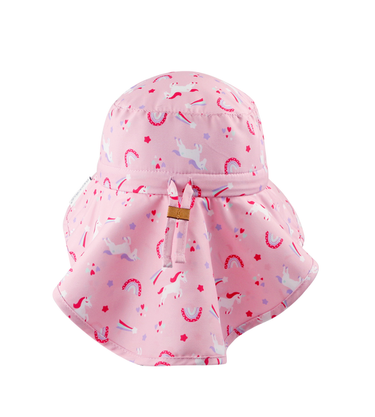 Baby/Kids Sun Hat with Neck Cape - Unicorn