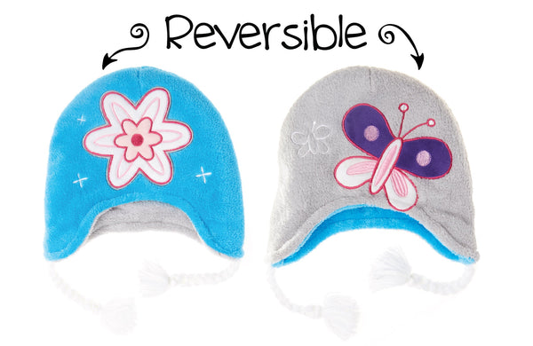 Reversible Baby & Kids Winter Hat - Flower & Butterfly